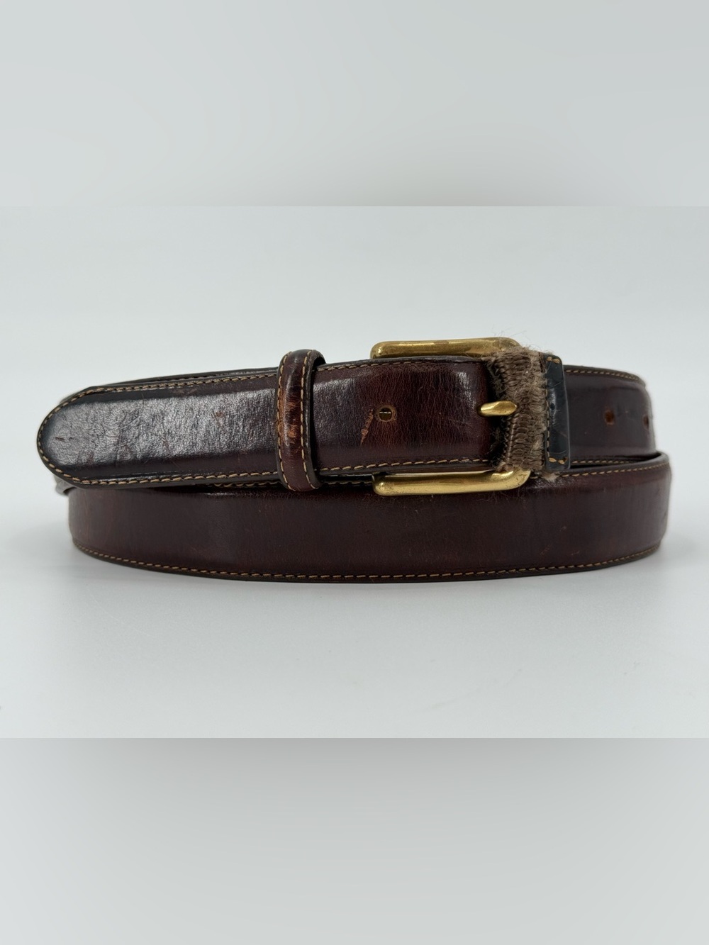 Vintage Eddie Bauer Brown Leather Belt 42